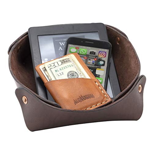 Alta Andina Large Leather Catchall | Vegetable Tanned Leather Valet Tray | Nightstand & Dresser Organizer | Jewelry Tray for Women & Men | (Brown - Caf‚Äö√†√∂¬¨¬©)
