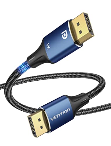 VESA Certified 8K DisplayPort Cable 1.4 - VENTION DP Cable 3FT (8K@60Hz, 4K@144Hz, 1080P@240Hz) Gold-Plated Braided HBR3 Support 32.4Gbps HDCP 2.2 HDR Display Port for PC TV Gaming Monitor Graphics