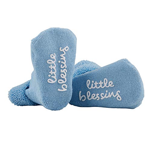 Creative Brands Stephan Baby Non-Skid Socks with Inspirational Phrases, Little Blessing, Blue, Fits 3-12 Months