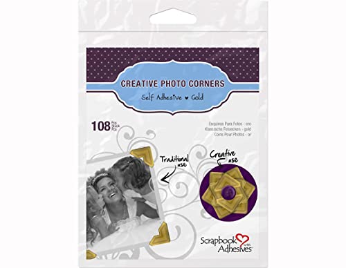 Scrapbook Adhesives by 3L 3L Scrapbook Adhesives Self-Adhesive Creative Paper Photo Corners, Gold, 108-Pack
