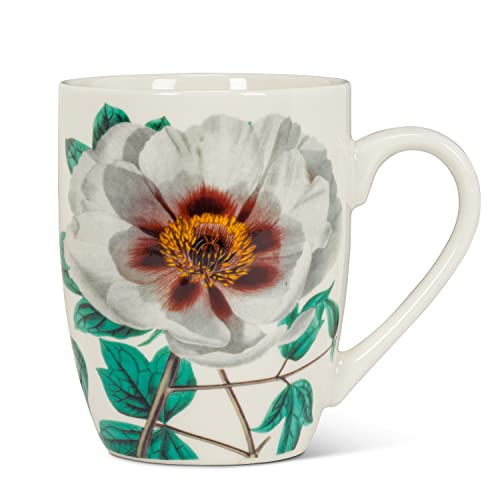 Abbott Collection  27-ADELE-01-MUG Extra Large Bloom Mug, Ivory/Green