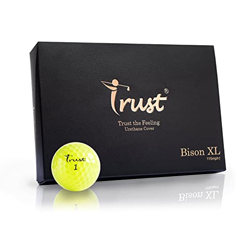 Trust Golf Balls Trust Bison XL 2022 K8 Edition- Responsive Feeling, Urethane Cover with Reactive Core, Swing Speed Over 115 mph(Yellow, 1 Dozen)