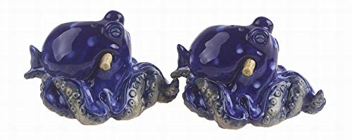 Blue Sky Clayworks 16090 Blue Octopus Salt and Pepper, Set of 2