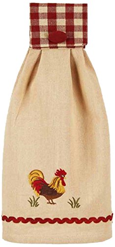Home Collection by Raghu Rooster Barn and Nutmeg Towel, 16.5 x 18.5", Red Set of 2