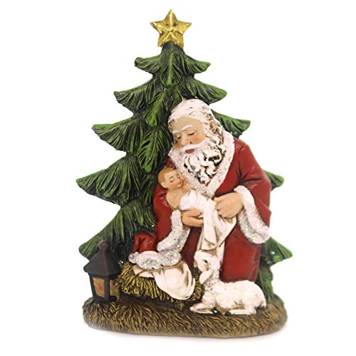 Roman Christmas 6.25" Kneeling Santa with Tree Figurine Wafer Figure