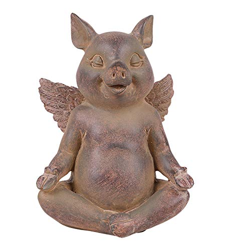 Pacific Trading Giftware Flying Pig Yoga Seated Padmasana Lotus Position Resin Figurine
