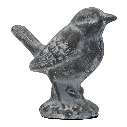 Foreside Home and Garden Gray Whitewashed Metal Bird Figurine