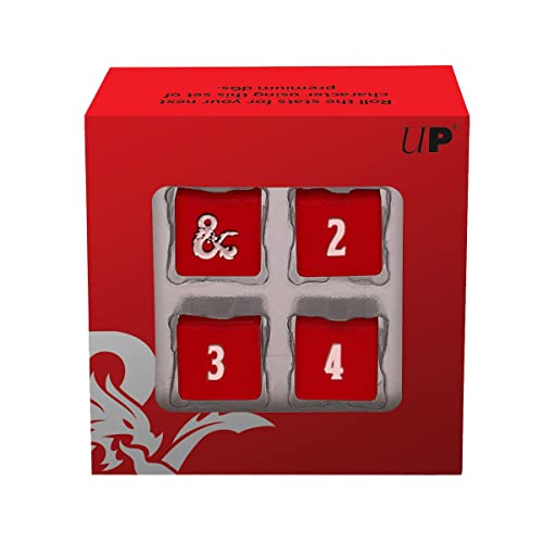 Ultra Pro Heavy Metal Red and White D6 Dice Set for Dungeons & Dragons - Great for RPG, DND, MTG as Gamer Dice or Board Gaming Dice