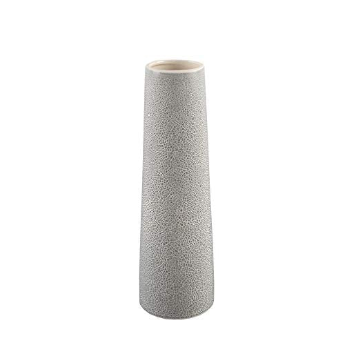 Flora Bunda Mid Century 14 inch H Leather Finish Ceramic Vase Planter,Grey