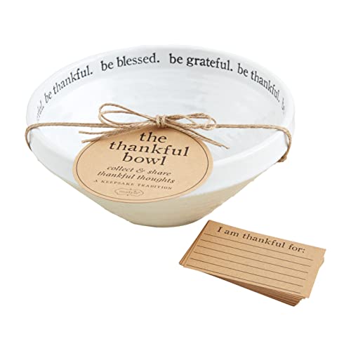 Mud Pie The Thankful Bowl, White/Cream, 3 1/2" x 7 1/2" dia