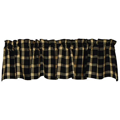 Country House Collection Belle Haven Black Plaid 72 x 14 Cotton Fabric Window Treatment Valance