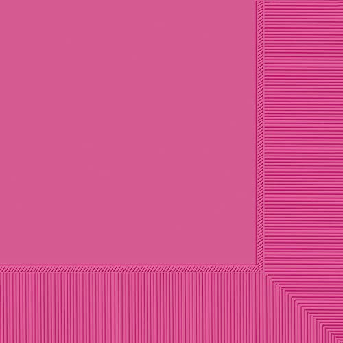 Amscan 2-Ply Beverage Napkins, 5" x 5", 40 Ct, Bright Pink