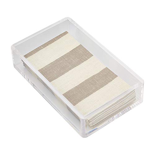 Mud Pie Large Stripe Pattern Powder Room Napkins, Caddy 9" x 5 1/2" | Napkins 8" x 4 1/2",Tan