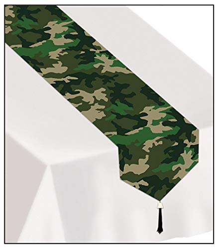 Beistle Camouflage Paper Table Runner with Tassle, 11" x 6&