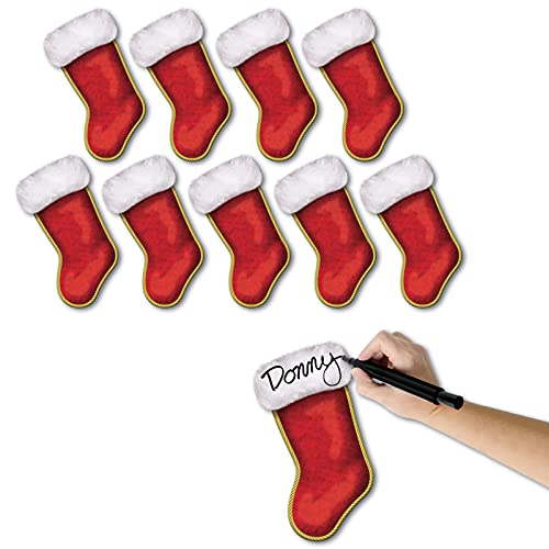 Beistle 10-Pack Mini Christmas Stocking Cutouts, 7-1/4-Inch, Pkg/1, Red/White/Gold
