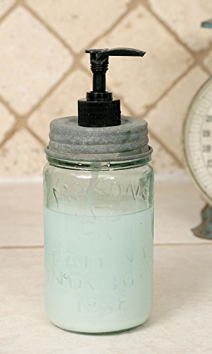 CTW Colonial Tin Works Pint Mason Jar Soap Dispenser with Black Pump and Galvanized Lid, Multicolor,