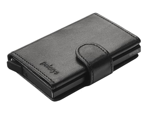 pularys Mini Wallet SOHO - Credit Card Holder Made of Italian Leather - RFID blocking - Space for Cash and Coins - Up to 9 Cards - For Men and Women - Fashionable Colors