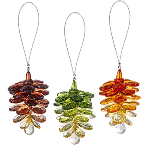 Ganz ACRYF-102 Decorative Hanging Ornament, Set of 3, Acrylic (Autumn Pinecones)