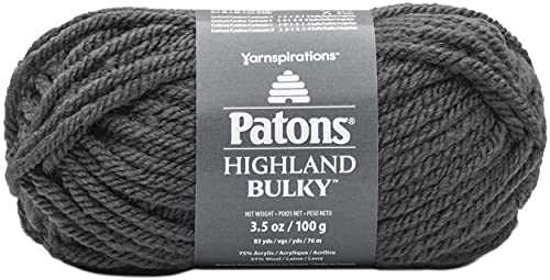 Spinrite Yarns (CA) Patons Highland Bulky Solids Yarn, Oxford Gray