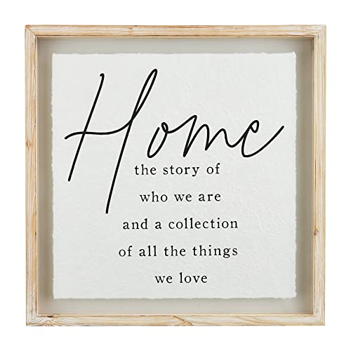 Mud Pie, Home Glass Wall Plaque, White, 18-inch