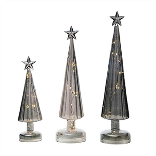 Transpac Y9453 Light Up Trees, Set of 3, 15.55-inch Height, Glass