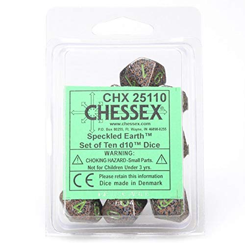 Chessex Dice Sets: Earth Speckled - Ten Sided Die d10 Set (10)