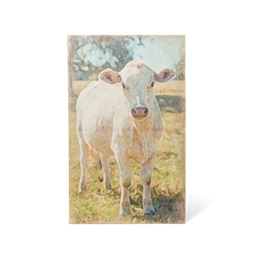 Park Hill Collection EWA01119 Charolais Cow Canvas Print Wall Art, 36-inch Height