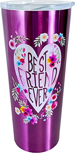 Spoontiques - Best Friend Stainless Travel Mug - Insulated Travel Mugs - Stainless Steel Drink Cup‚ÄØwith Travel Lid and Sliding Lock - Holds Hot and Cold Beverages