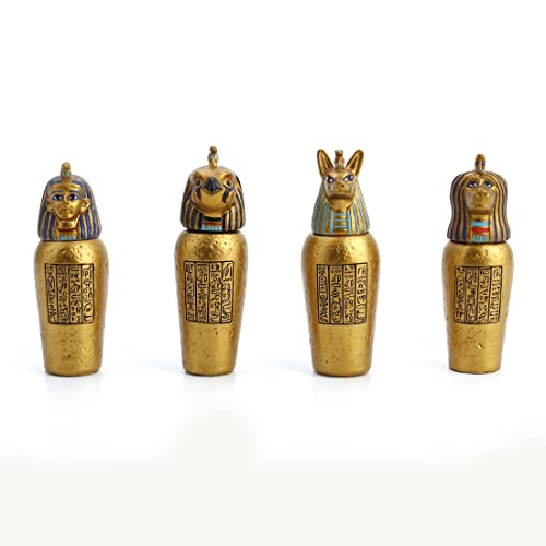 Unicorn Studio Veronese Design 3 1/2" Egyptian Canopic Jars Miniatures (Set of Four) Resin Figurine