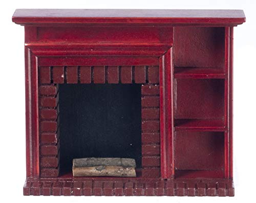 Aztec Imports Melody Jane Dollhouse Mahogany Fireplace with Display Shelves Miniature 1:12 Furniture