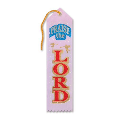 Beistle Pink"Praise The Lord" Fabric Ribbon Bookmark - 1pc