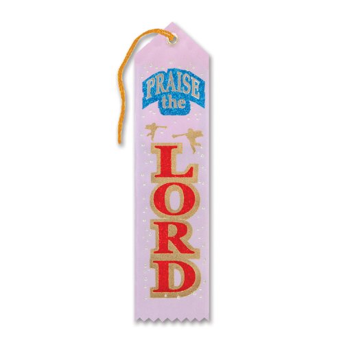 Beistle Pink"Praise The Lord" Fabric Ribbon Bookmark - 1pc