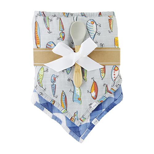 Mud Pie Bib & Spoon Set, Fishing Lure, bib 7.75" x 10"; spoon 6"
