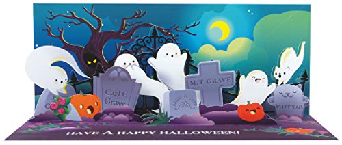 Up With Paper A352LIT Glowing Ghosts with Light Greeting Card, 9-inch Length
