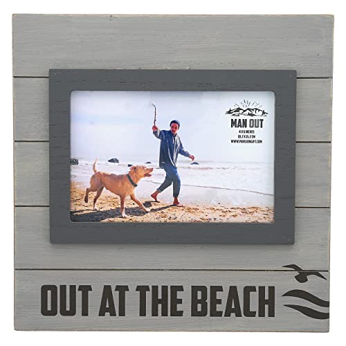 Pavilion - Out At The Beach Wood Tabletop Picture Frame, Holds 4 x 6-inch Photo, Beach House Decor, Beach Gift, Beach Vacation Photo Frame, 1 Count, 8.75 x 8.75 inches Overall in Size