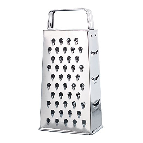 HIC Classic Box Cheese Grater and Slicer, Stainless Steel, 4-Sided, 9-Inch