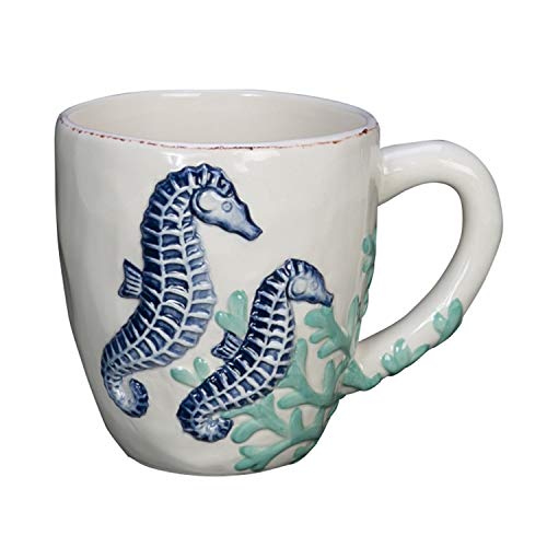 Beachcombers Ceramic Seahorse Design Mug Coastal Beach Nautical Decor