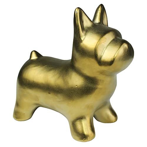 Homart 3730-4 Ceramic Dog Figurine, 6.5-inch Height, Gold