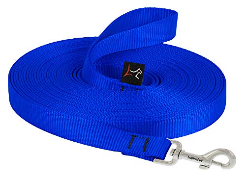 Lupine Pet Basics 3/4" Blue 30-Foot Extra-Long Training Lead/Leash for Medium and Larger Dogs