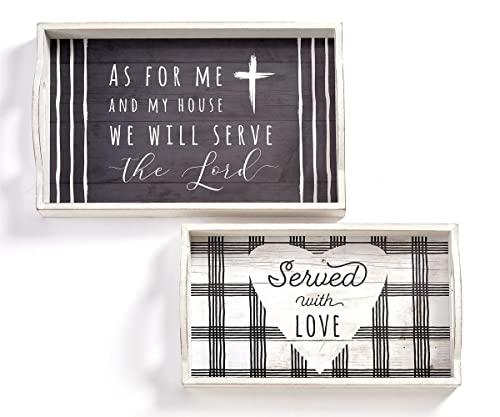 Giftcraft 474069 Nesting Serving Trays with Sentiment, Set of 2, 18.9 inch, MDF