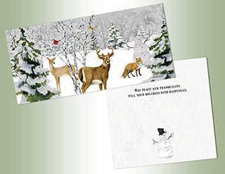 LPG Greetings Performing Arts boxed CHRISTMAS CARDS Winter Animal Scene Long Non-flake Glitter Embellished Boxed Christmas Cards with Full Color Inside Designs (14 glitter cards, 14 envelopes) (66266)