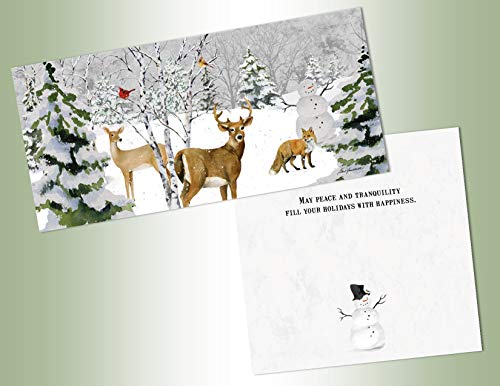 LPG Greetings Performing Arts boxed CHRISTMAS CARDS Winter Animal Scene Long Non-flake Glitter Embellished Boxed Christmas Cards with Full Color Inside Designs (14 glitter cards, 14 envelopes) (66266)