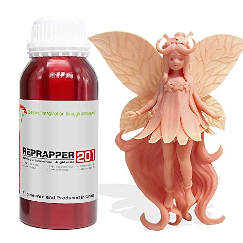 RepRapper 201 3D Printer Resin 405nm Fast UV-Curing Beige Standard Photopolymer Resin with High Precision and Low Shrinkage & Excellent Fluidity Skin Resin for LCD 3D Printing Red Wax 500g