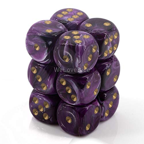 DND Dice Set-Chessex D&D Dice-16mm Vortex Purple and Gold Plastic Polyhedral Dice Set-Dungeons and Dragons Dice Includes 12 Dice ‚Äö√Ñ√¨ D6