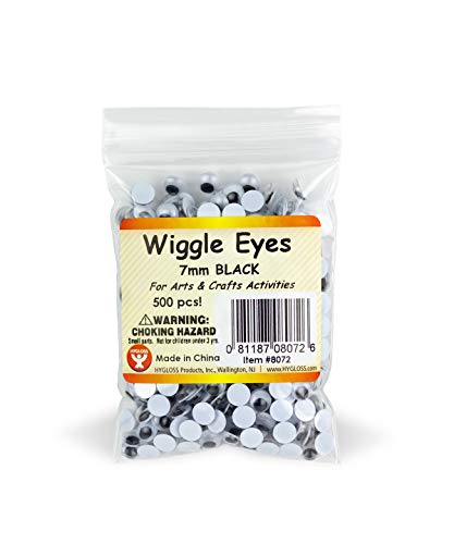 Hygloss Products Plastic Eyeball Googly Eyes - Great for Arts & Crafts - Non-Adhesive - Paste-On - Black - Size 7mm - Classroom Economy Pack - 500 Pcs