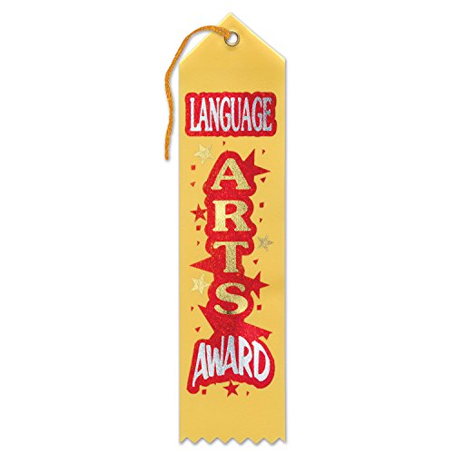 Beistle Language Arts Ribbon Award, Yellow - 1pc