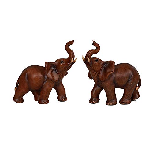 Pacific Trading Giftware Wood Like Elephant Set of 2 Lucky Home Decor