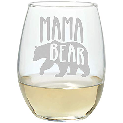 Carson 23688 Mama Bear Stemless Wine Glass, 17-ounce, Clear
