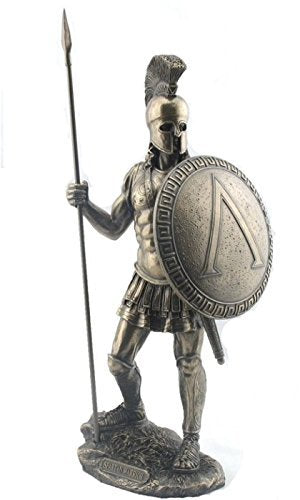 Unicorn Studio 14.38 Inch Spartan Warrior with Spear and Hoplite Shield Figurine