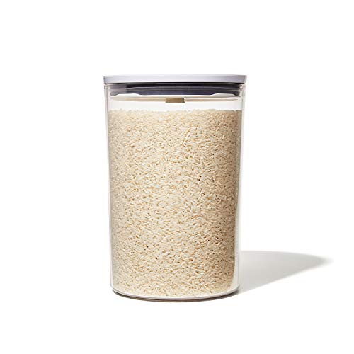 OXO Good Grips Round POP Container  Large (5.2 Qt) for flour, sugar, cereal and more | Airtight Food Storage | BPA Free | Dishwasher Safe | Clear Body